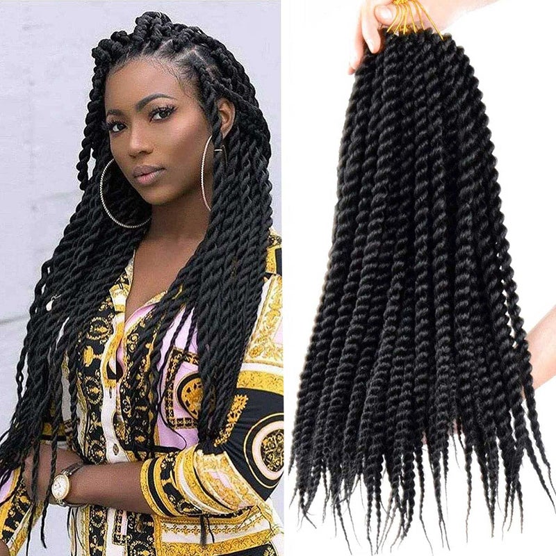 Mytarku 7 Pack Senegalese Twist Crochet Hair 18Inch Havana Twist Crochet Braids Soft Synthetic Braiding Hair Extensions For Black Women (18inch, 1B) - Image 1